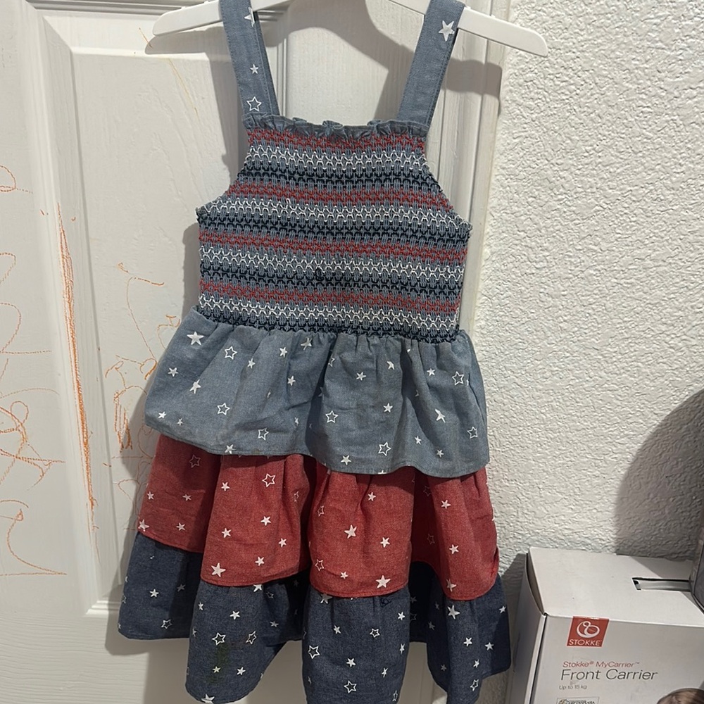 Andy & Evan Blue and Red Star Pattern Dress